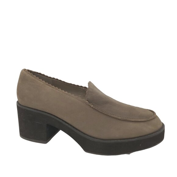 NEW Eileen Fisher Harria Loafers Womens 11 Gray Leather Platform Retro Y2K Chic - Picture 1 of 9